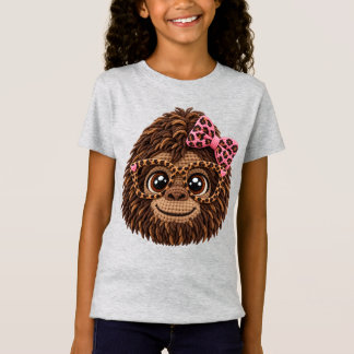 Bigfoot Faux Crochet Yarn Leopard Coquette Bow T-Shirt
