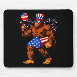 Bigfoot firework american flag bigfoot 4th of july mouse pad