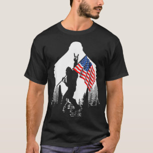 Bigfoot Fireworks 4th Of July American Flag Sasqua T-Shirt