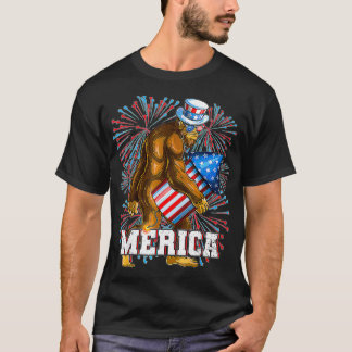 Bigfoot Fireworks 4th of July Boys Men Merica USA  T-Shirt