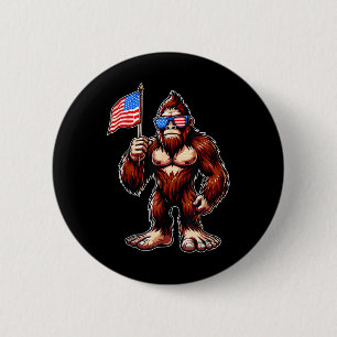 Bigfoot Fireworks 4th Of July Men Sasquatch Americ 6 Cm Round Badge