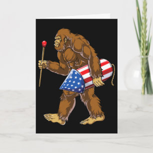 Bigfoot Fireworks 4th Of July Men Sasquatch Americ Card
