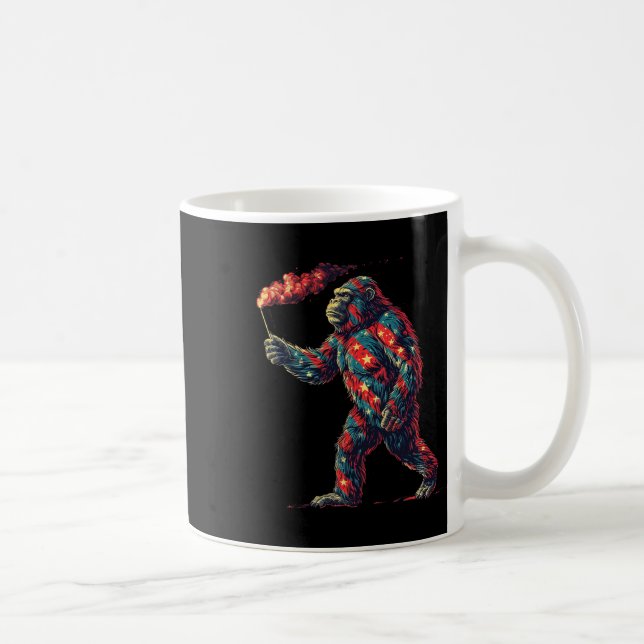 Bigfoot Fireworks 4th Of July Men Sasquatch Americ Coffee Mug (Right)