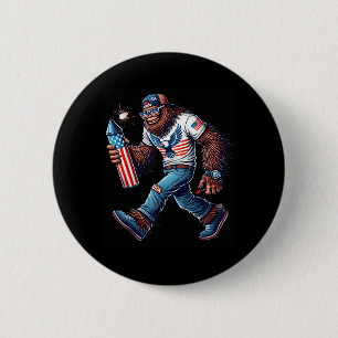 Bigfoot Fireworks 4th of July Men Sasquatch Flag 6 Cm Round Badge