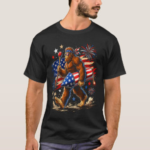 Bigfoot Fireworks 4th Of July Men Sasquatch T-Shirt