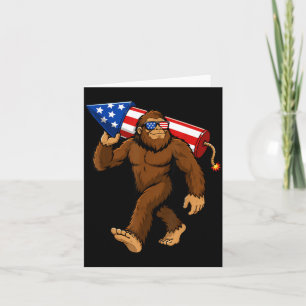 Bigfoot Fireworks 4th Of July Patriotic Sasquatch Card
