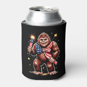 Bigfoot Fireworks 4th Of July Sasquatch US America Can Cooler