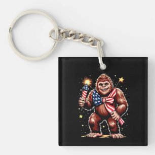 Bigfoot Fireworks 4th Of July Sasquatch US America Key Ring