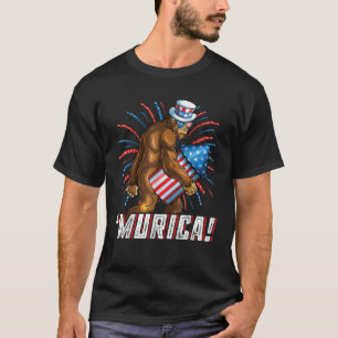 Bigfoot Fireworks Men Boys Murica 4th of July T-Shirt