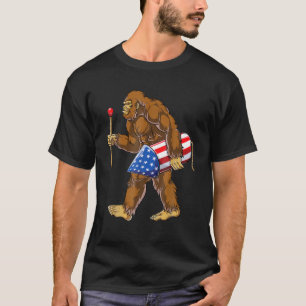 Bigfoot Fireworks T 4Th Of July Kids Boys Sasquatc T-Shirt