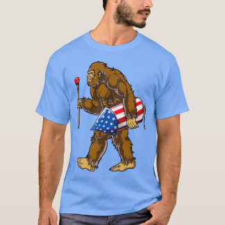 Bigfoot Fireworks T 4th of July Kids Boys Sasquatc T-Shirt