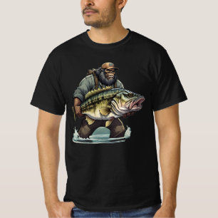 Bigfoot Fishing Bass fish Sasquatch yeti fisherman T-Shirt