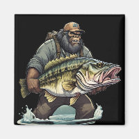 Bigfoot Fishing Bass Fish  Sasquatch Yeti in Lake 