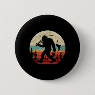 Bigfoot Fishing Funny Retro Sasquatch Dad Men Kids 6 Cm Round Badge