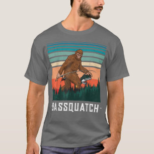 Bigfoot Fishing Funny Sasquatch and Fish Night Fis T-Shirt