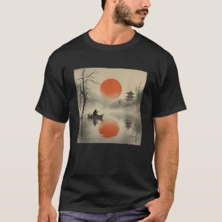 Bigfoot Fishing Funny Sasquatch Japanese Style T-Shirt
