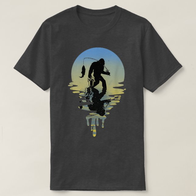 Bigfoot Fishing Lovers Funny Sasquatch Fishermen Y T-Shirt (Design Front)