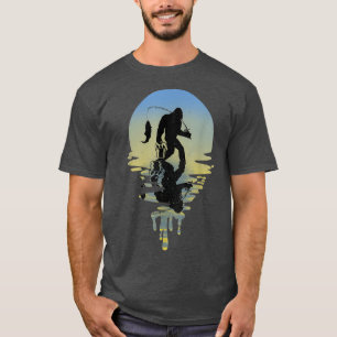 Bigfoot Fishing Lovers Funny Sasquatch Fishermen Y T-Shirt