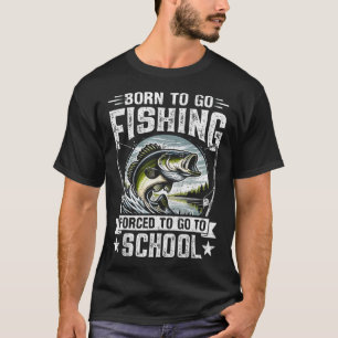 Bigfoot Fishing Men Boys Sasquatch Fishing Distres T-Shirt