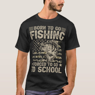 Bigfoot Fishing Men Boys Sasquatch Fishing Distres T-Shirt