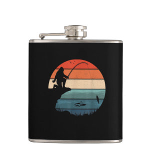 Bigfoot Fishing Sasquatch Frisherman Funny Fathers Hip Flask