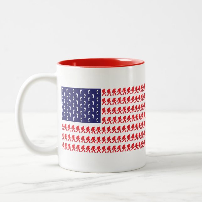 Bigfoot-Flag-- Two-Tone Coffee Mug (Left)