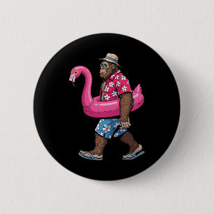 Bigfoot Flamingo Sasquatch Summer Pink Float Pool 6 Cm Round Badge