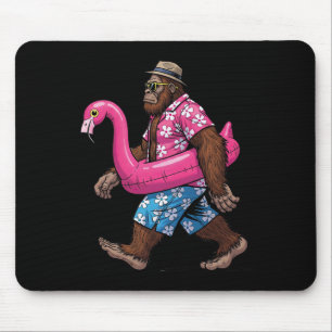 Bigfoot Flamingo Sasquatch Summer Pink Float Pool  Mouse Pad