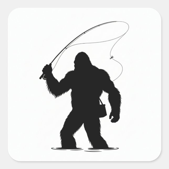 Bigfoot Fly Fishing Square Sticker (Front)
