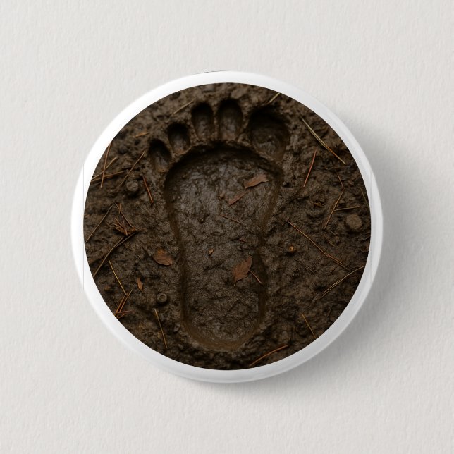 Bigfoot Footprint in Mud 6 Cm Round Badge (Front)