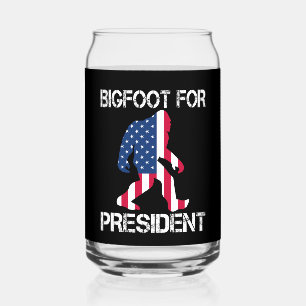Bigfoot For President Funny Bigfoot Can Glass