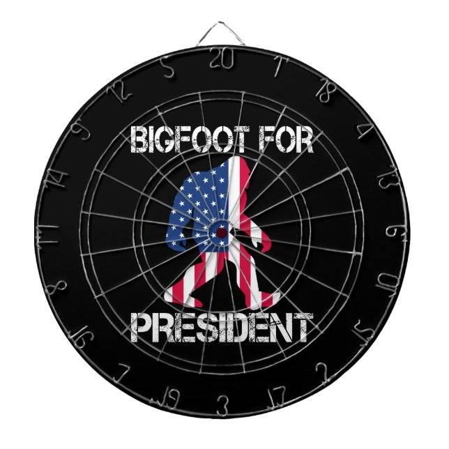 Bigfoot For President Funny Bigfoot Dartboard (Front)