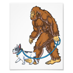 Bigfoot French Bulldog Dog Walk Funny Sasquatch Photo Print