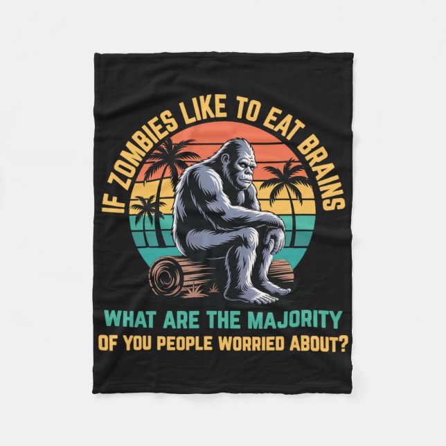 Bigfoot Funny Sasquatch Zombies Horror Lover  Fleece Blanket (Front)