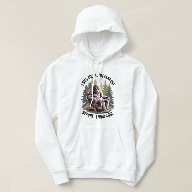 Bigfoot Funny Social Distancing Joke Hoodie (Design Front)