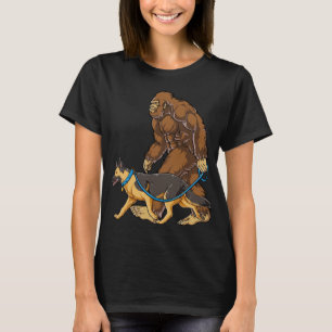Bigfoot German Shepherd Dog Walk Funny Sasquatch L T-Shirt