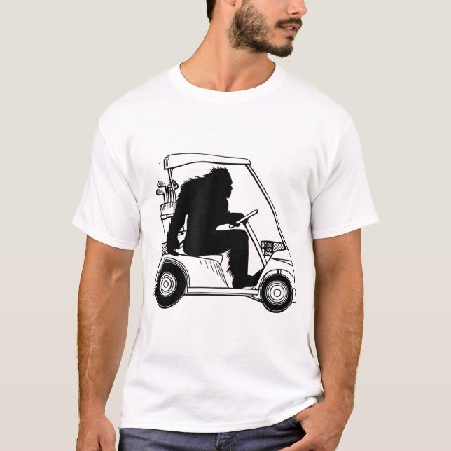 Bigfoot Golf Sasquatch Driving Golf Cart Apparel T-Shirt (Front)