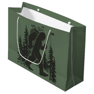 Bigfoot Golfer Tree Funny Sasquatch Golfing Golf Large Gift Bag