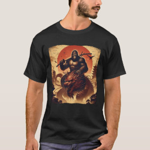 Bigfoot Gorilla Dragon Ride Samurai Katana Japanes T-Shirt