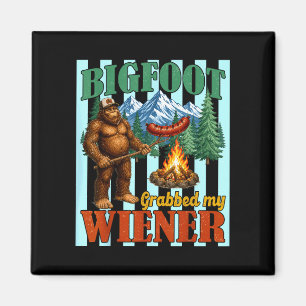 Bigfoot grabbed wiener funny sasquatch joke men magnet