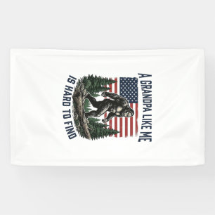 Bigfoot Grandpa Vintage American Flag Shirt Design Banner