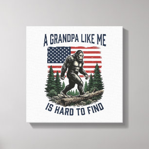Bigfoot Grandpa Vintage American Flag Shirt Design Canvas Print