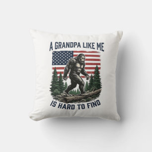 Bigfoot Grandpa Vintage American Flag Shirt Design Cushion
