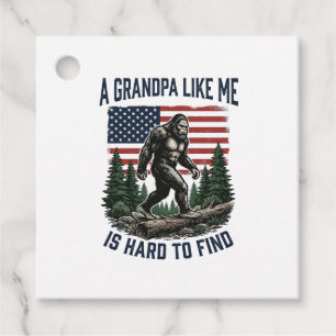 Bigfoot Grandpa Vintage American Flag Shirt Design Favour Tags