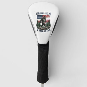 Bigfoot Grandpa Vintage American Flag Shirt Design Golf Head Cover