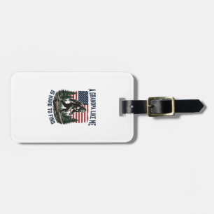 Bigfoot Grandpa Vintage American Flag Shirt Design Luggage Tag