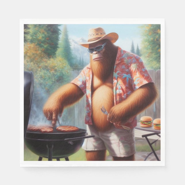Bigfoot Grilling Burgers Napkin (Front)