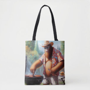 Bigfoot Grilling Burgers Tote Bag