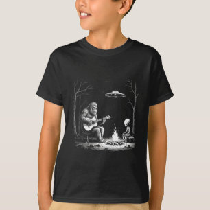 Bigfoot Guitar Tee Campfire Alien Ufo Camping Sasq