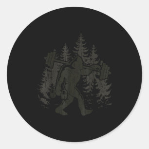 Bigfoot Gym Workout Fitness Forest Men Women Classic Round Sticker